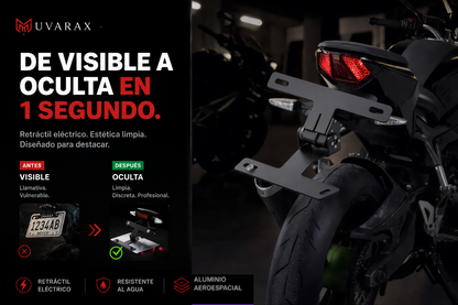 Portaplaca Retráctil Eléctrico para Moto — Oculta tu placa en 1 segundo